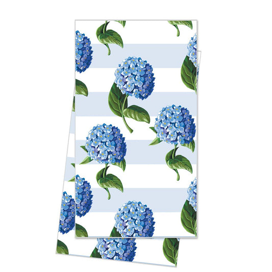 Cotton Tea Towel - Hydrangeas Stripe