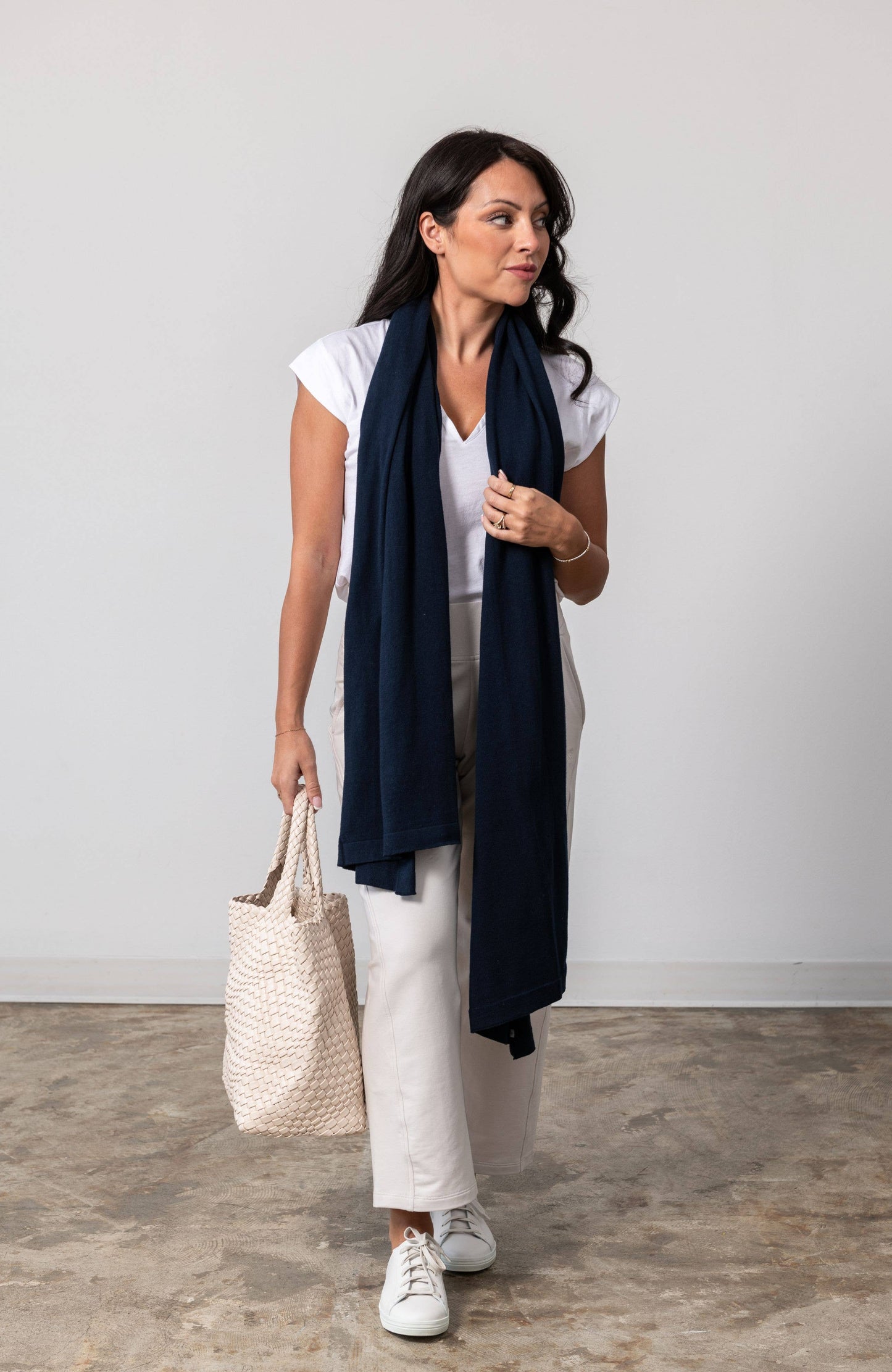 Dreamsoft Organic Cotton Travel Scarf Oxford Blue - Zestt Organics