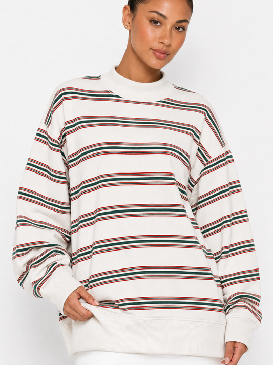 Holiday Cheer Striped Mockneck Sweatshirt