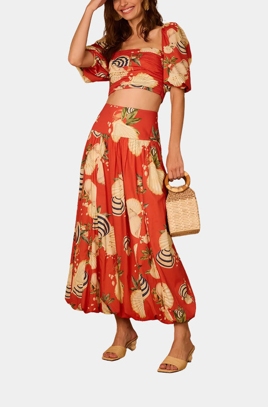 Balloon Skirt Sea Shell Print - Dress to Rio