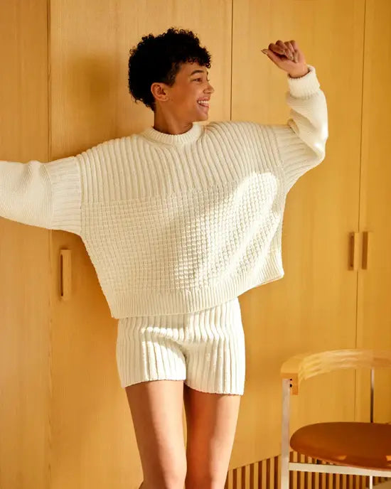 Delčia Sweater 100% Cotton Off-White Sweater - Knotty Ones