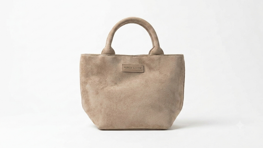 Suede Mini Tote Bag - Taupe