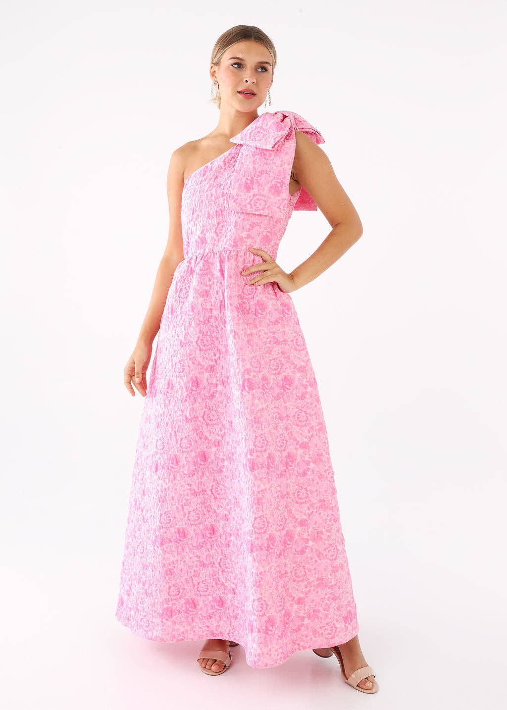Caroline Gown Pink Bubble Jacquard - Abbey Glass