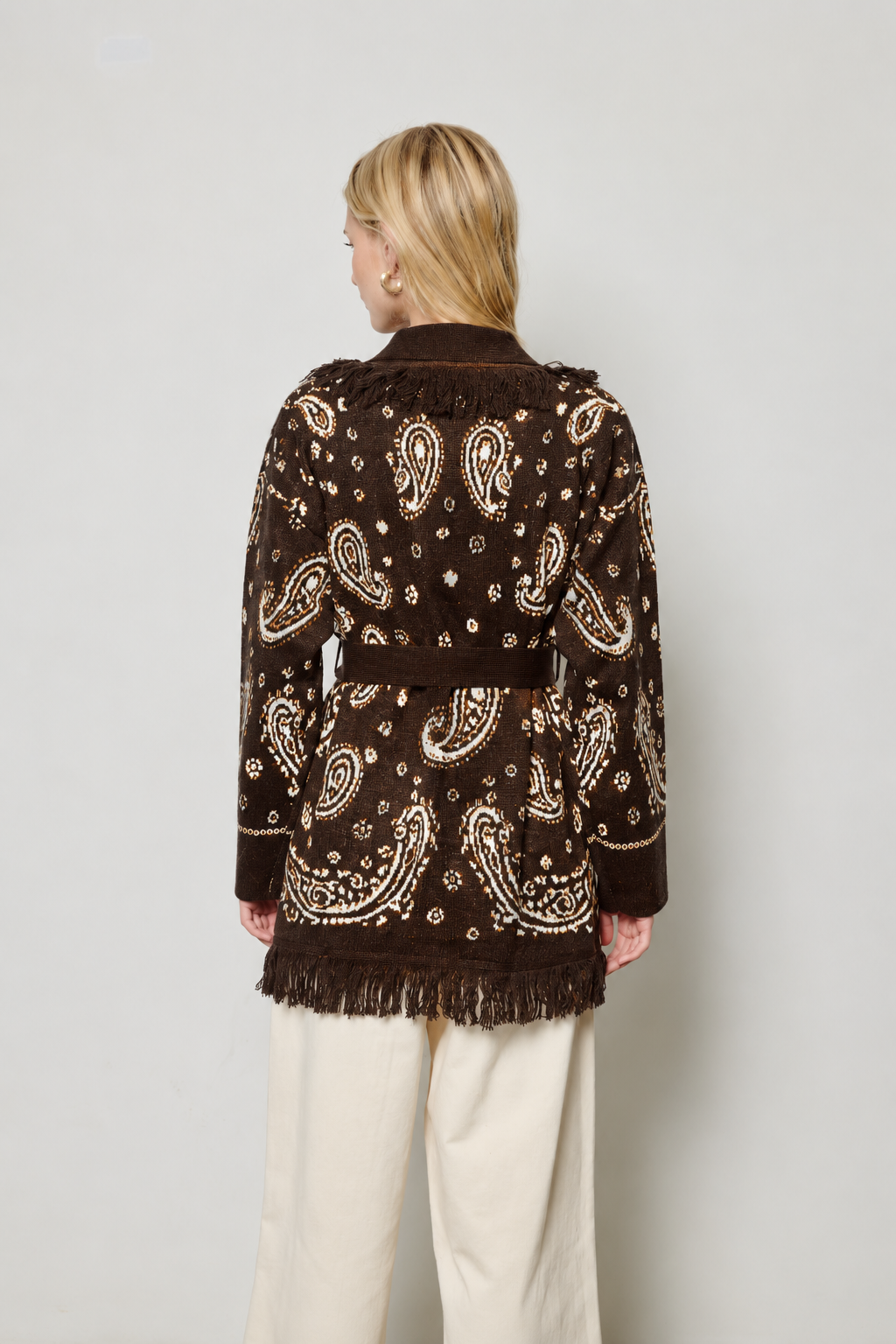 Boheme Paisley Wrap Cardigan - Brown