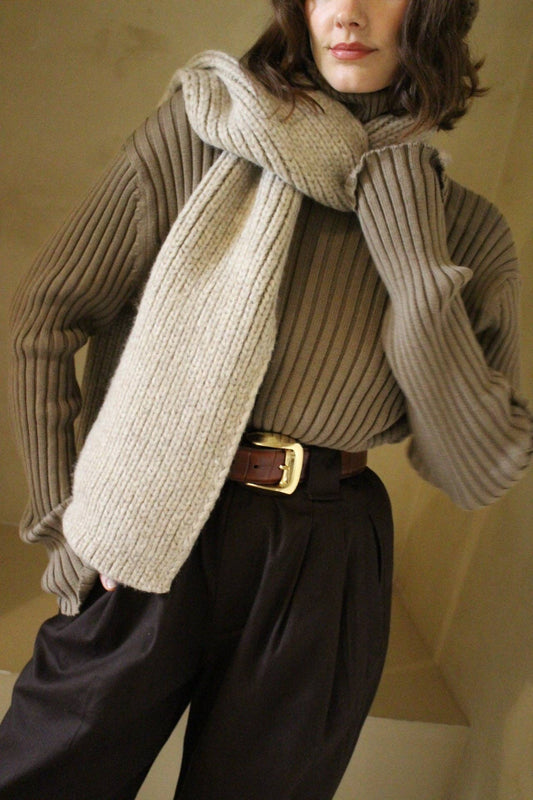 CeCe Knitted Alpaca Scarf - Oat