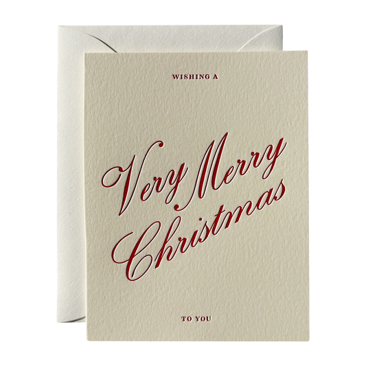 Very Merry Christmas Greeting Card - Cream
