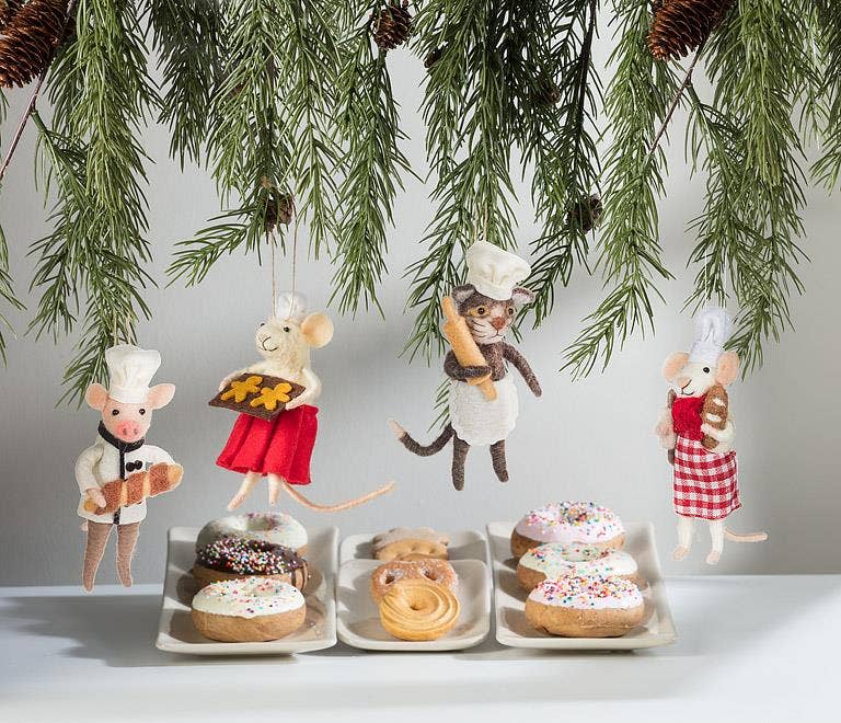 Pastry Chef Mouse Ornament-Red