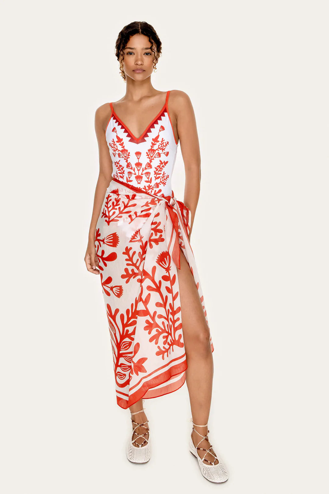 Beach Sarong Wrap - Red Coral