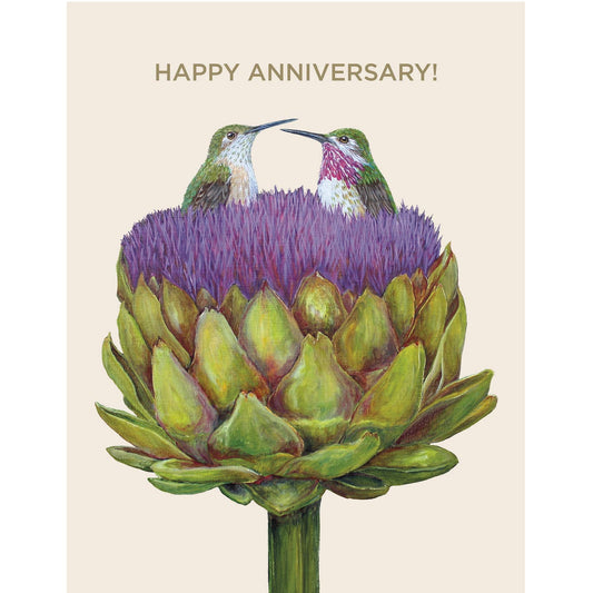 Anniversary Hummingbirds Card Artichoke - Hester & Cook