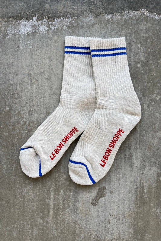 Boyfriend Socks - Heathered with Blue
