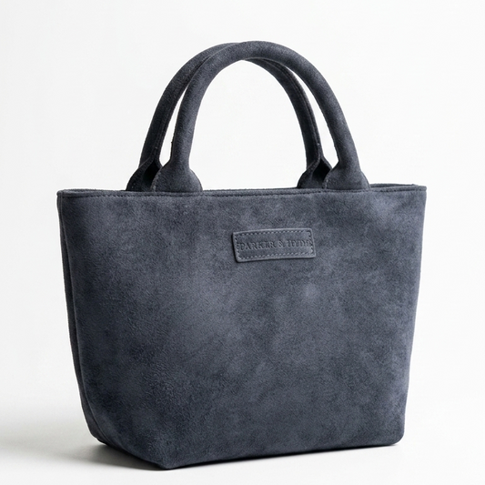 Suede Mini Tote Bag - Navy