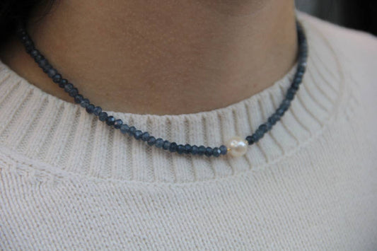 Abby Necklace in Denim Blue - Wear Loulu