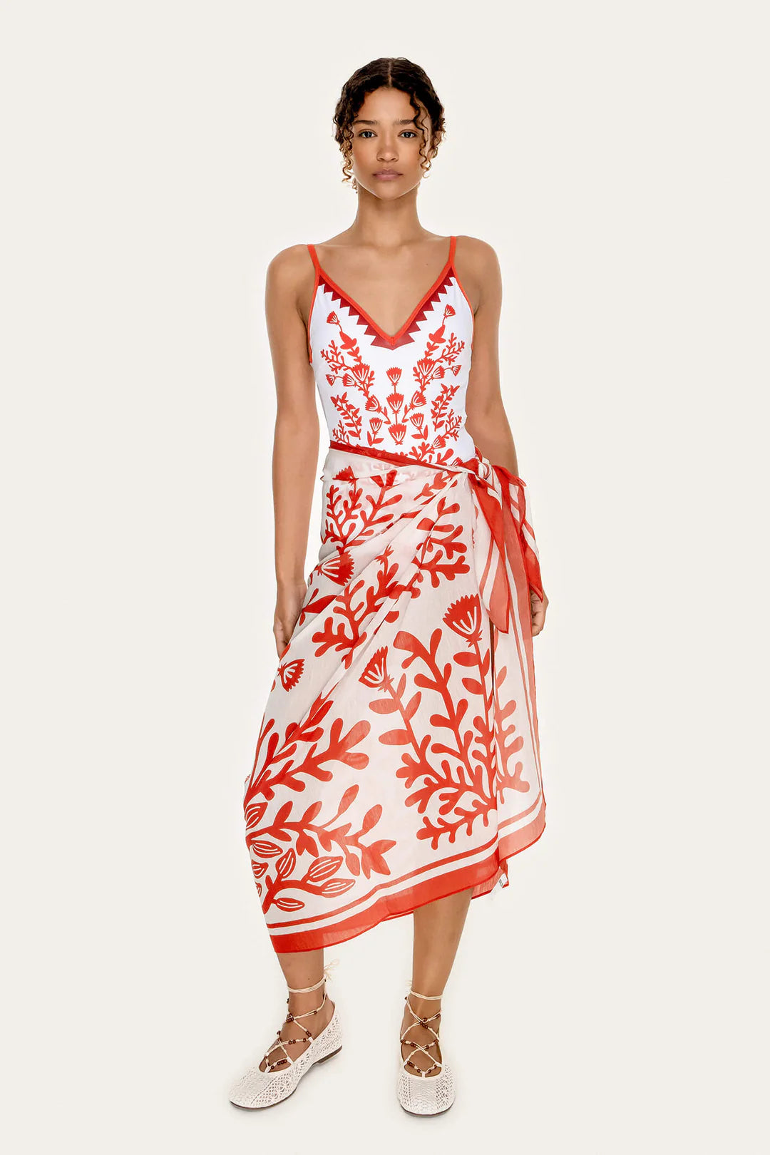 Beach Sarong Wrap - Red Coral