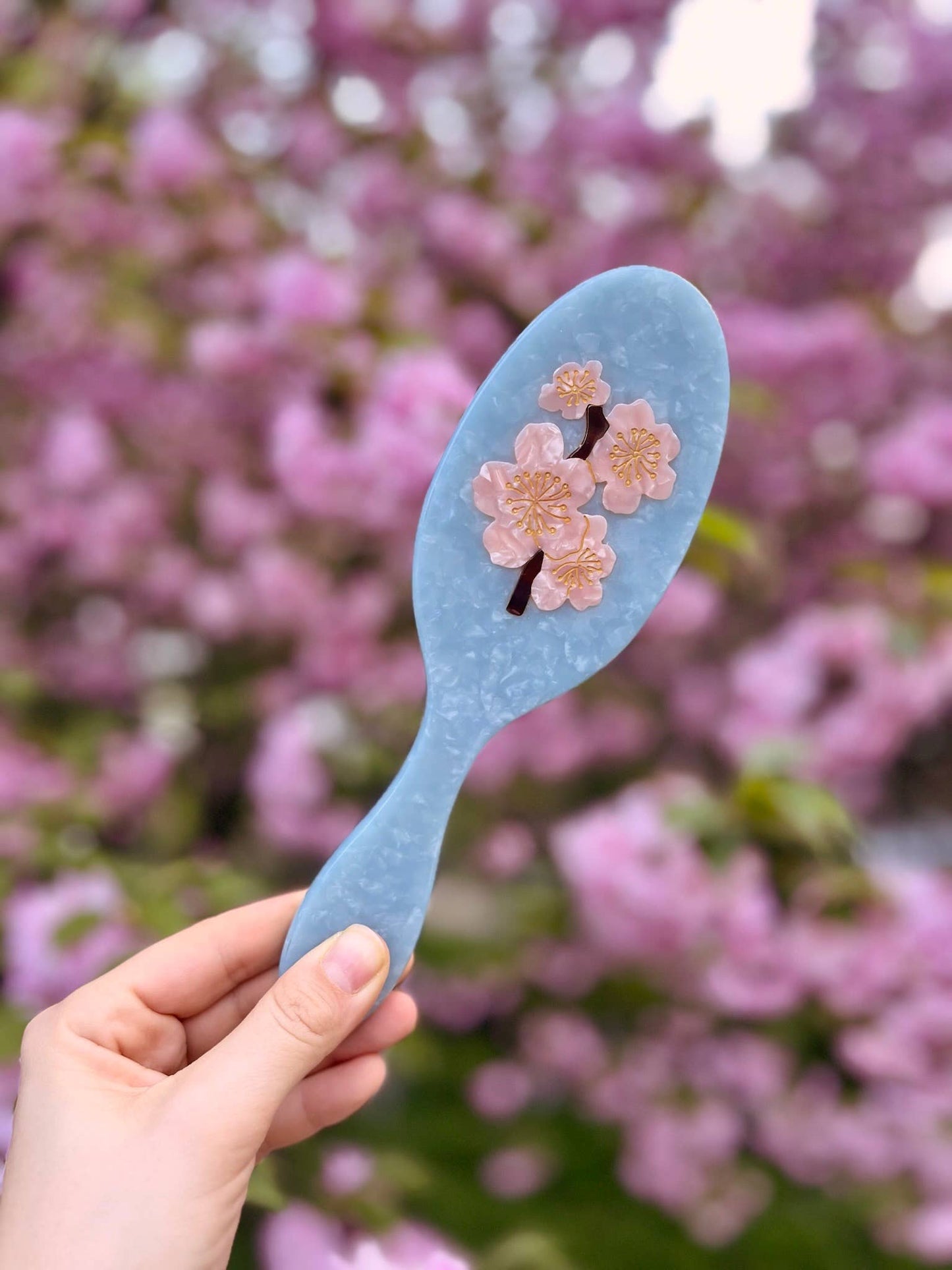 Hand-painted Cherry Blossom Amazing Hair Day Brush - Solar Eclipse