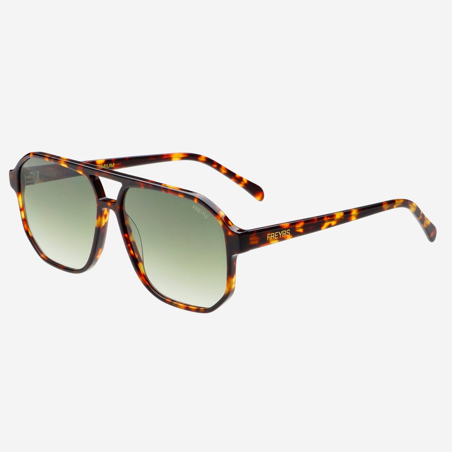 Billie Unisex Aviator Sunglasses - Tortoise + Green - FREYRS