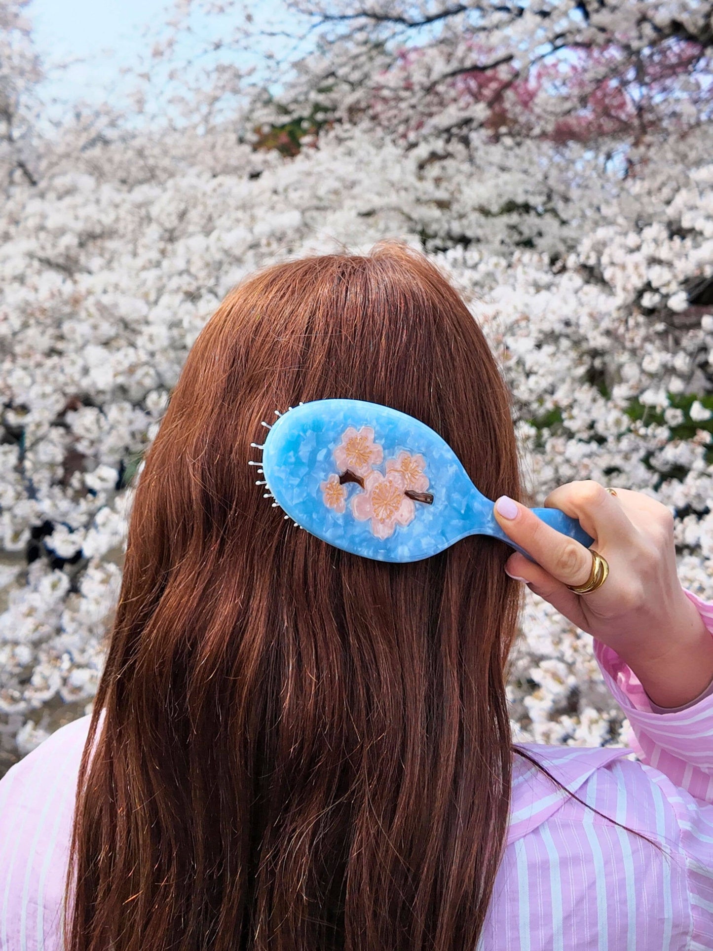 Hand-painted Cherry Blossom Amazing Hair Day Brush - Solar Eclipse