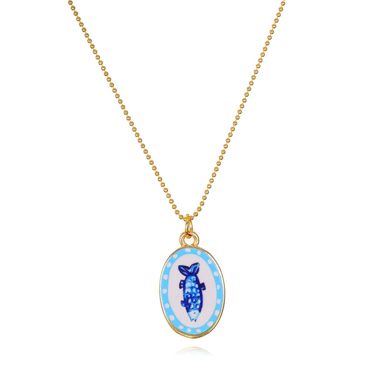 Enamel Oval Fish Necklace