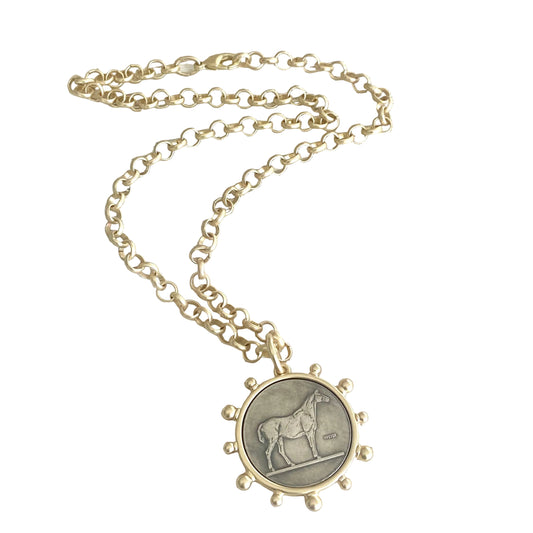 Matte Gold Horse Necklace