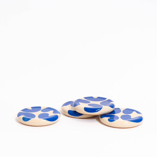 Coaster 4-Set - Blobs - Blue