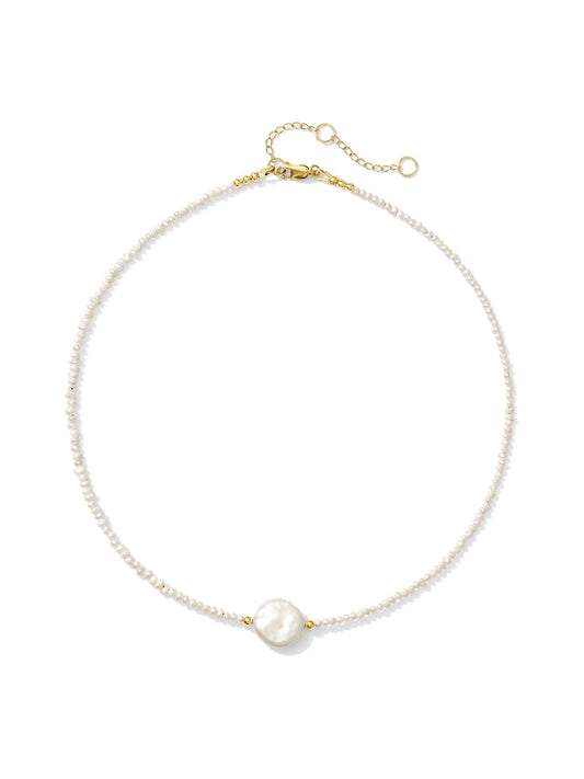 Mystic Coin Pearl Gem Necklace Freshwater Pearl - GOLD FILL - Kaylie Dawn
