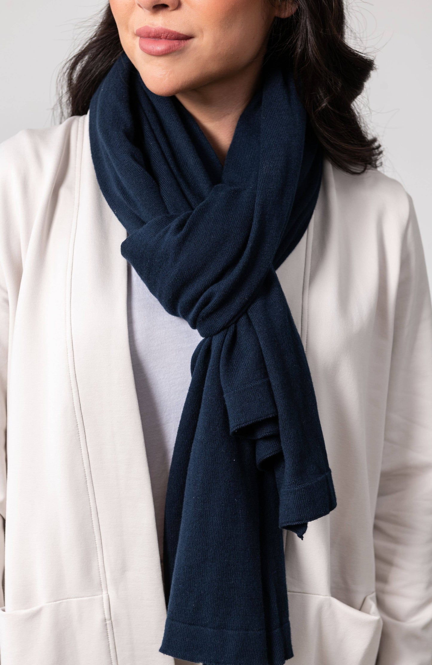 Dreamsoft Organic Cotton Travel Scarf Oxford Blue - Zestt Organics