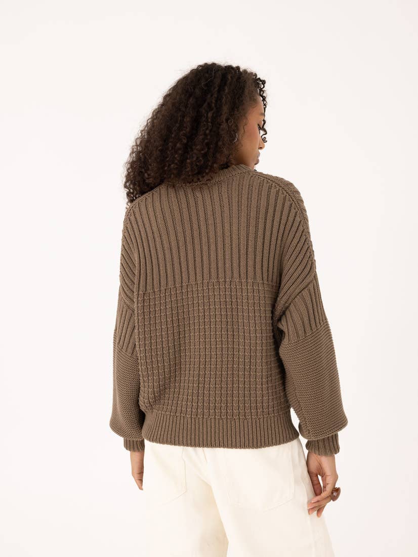 Delčia 100% Cotton Earth Brown Sweater - Knotty Ones