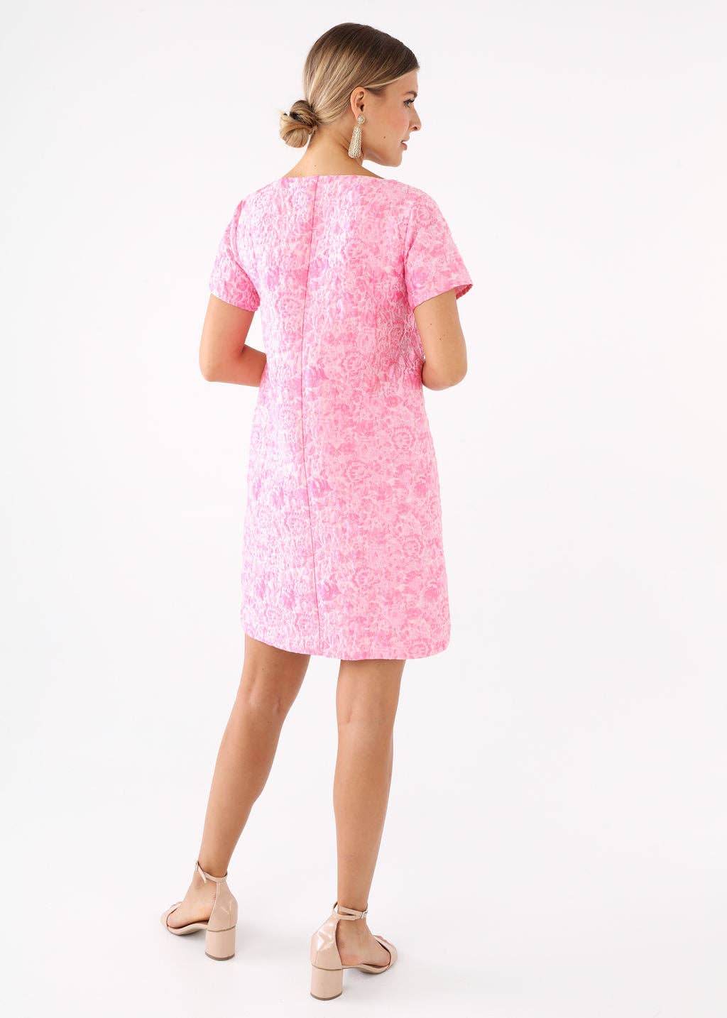Lulu Dress Pink Bubble Jacquard Pink - Abbey Glass