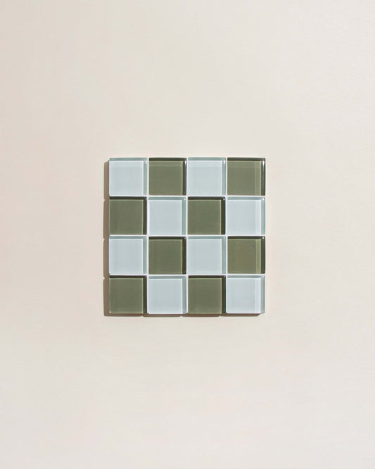 Glass Tile Checkered - Pale Green/Aqua - Subtle Art Studios