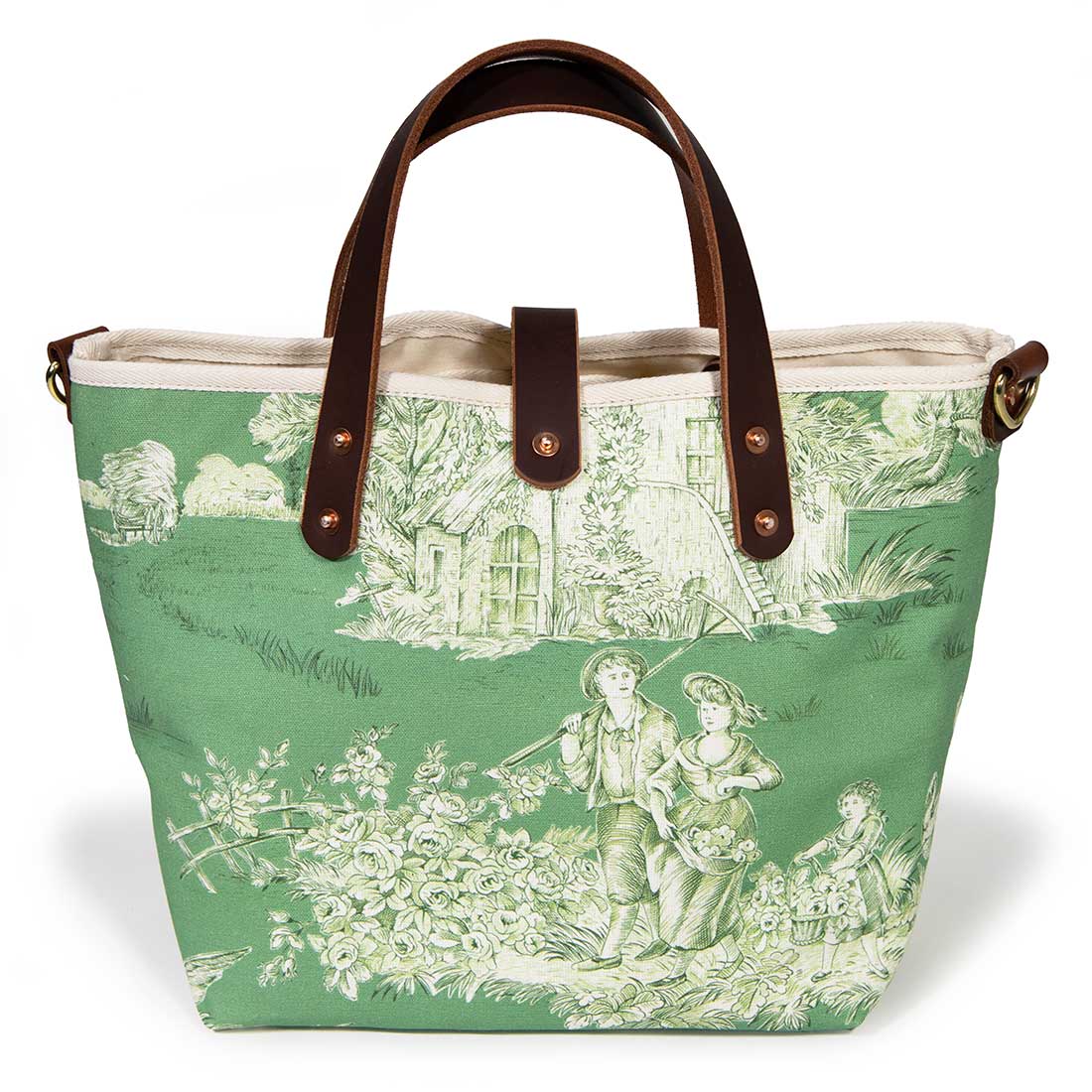 Vintage Emerald Toile Mini Tote