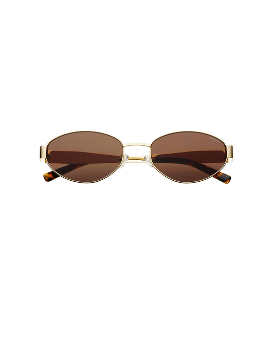 Soho Womens Oval Sunglasses - Gold / Brown