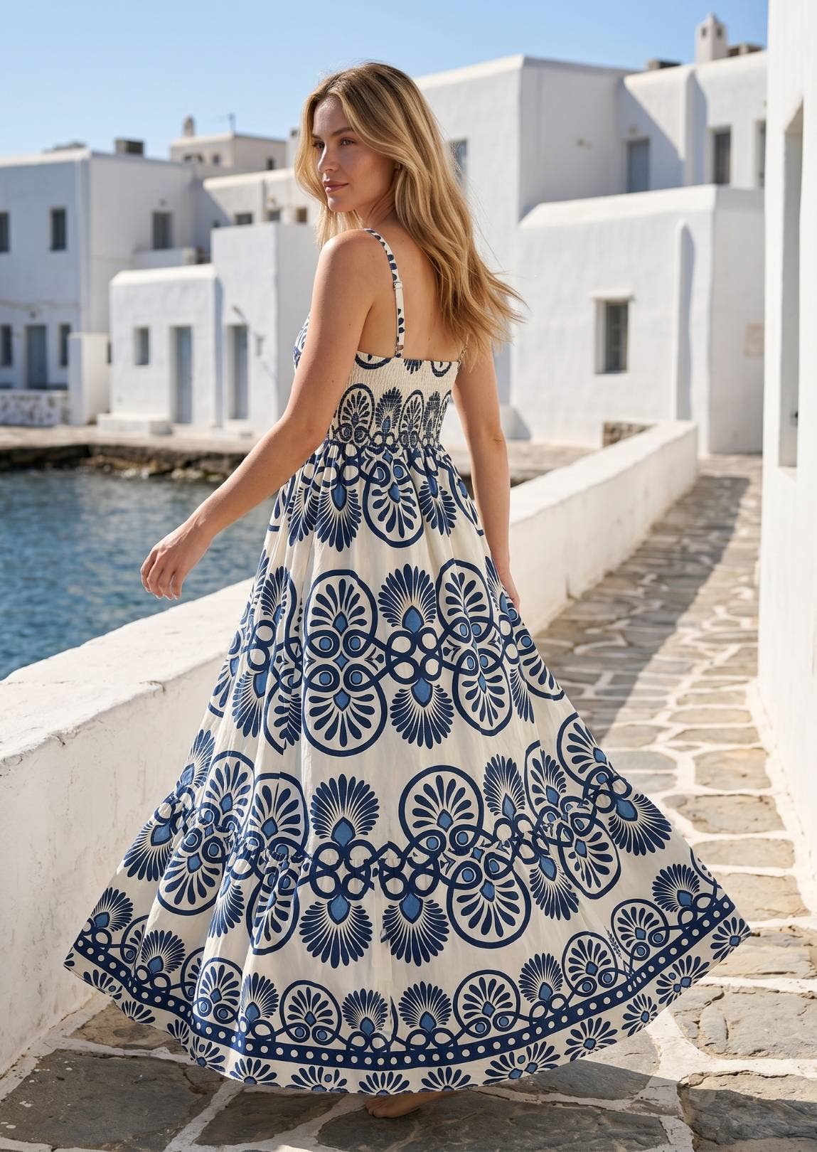 Grecia Printed Cotton Maxi Dress