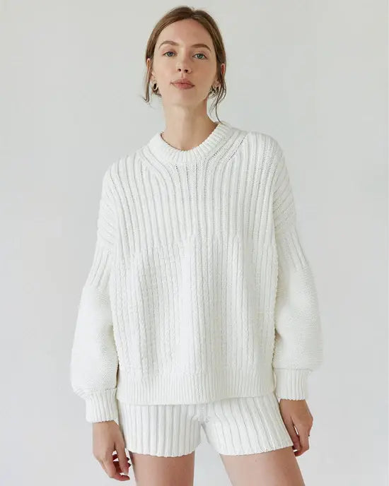 Delčia Sweater 100% Cotton Off-White Sweater - Knotty Ones