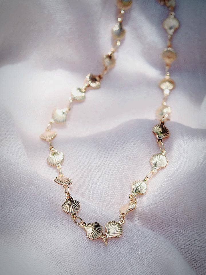 Gold Filled Seashell Chain Choker Necklace