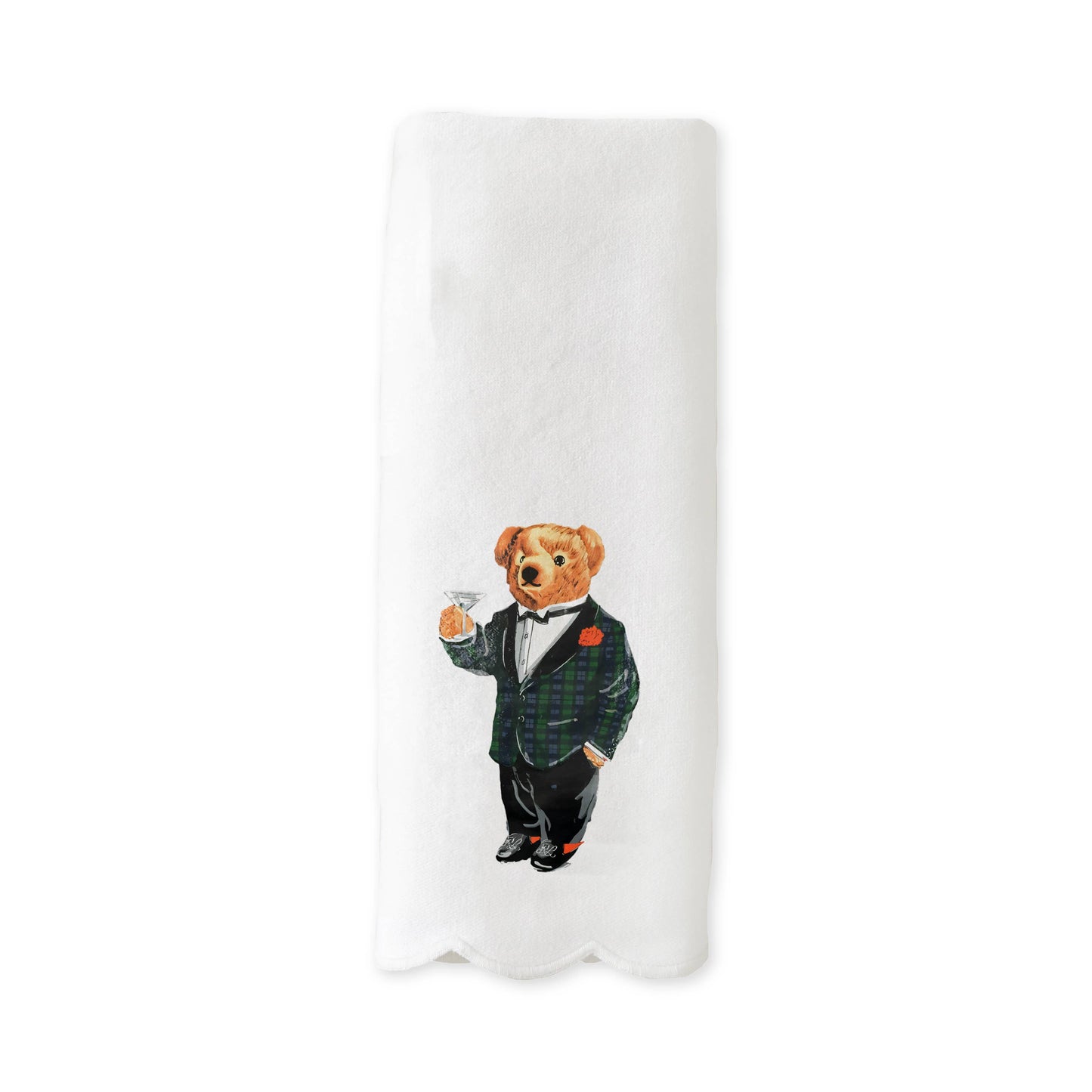 Scalloped Guest Towel - Tuxedo Bear