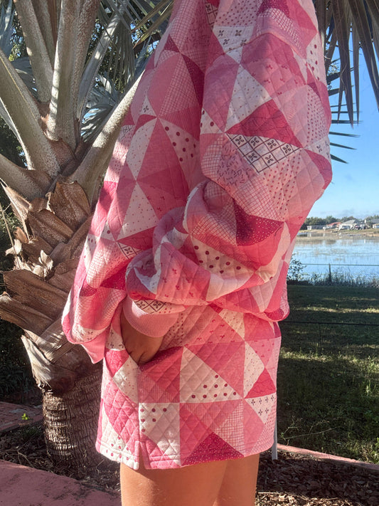 PREORDER: Pink Patchwork Quilted Shorts