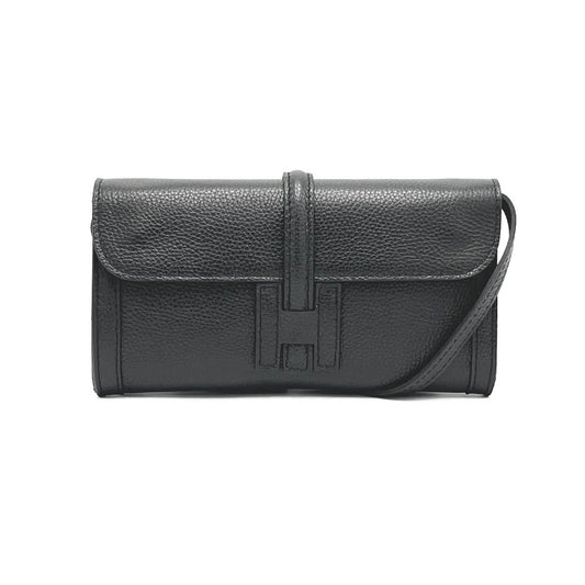 Made in Italy Leather Clutch - Large - Black