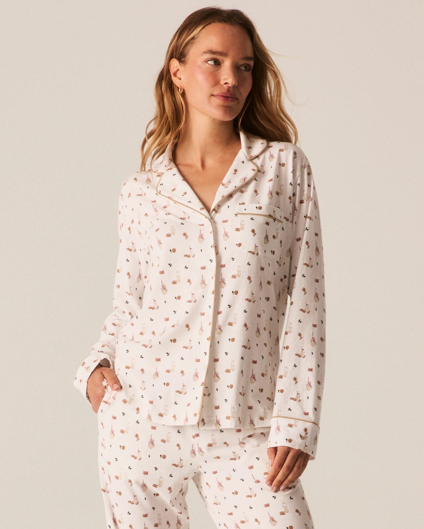 Women's Pima Pajama Set in Yuletide Treats - Petite Plume