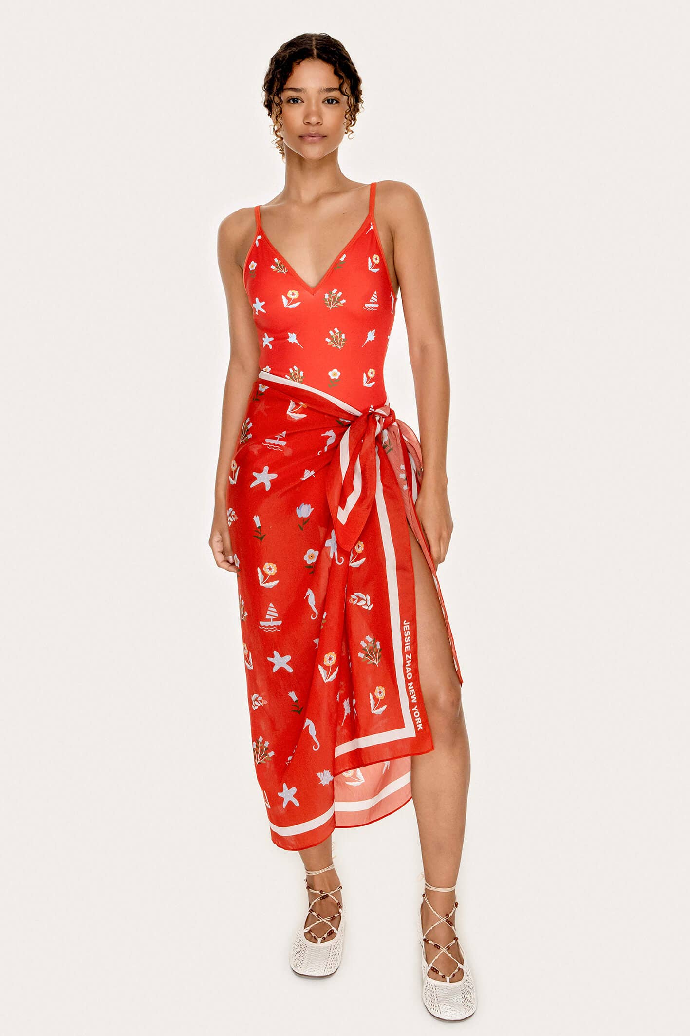 Beach Sarong Wrap - Red Tides