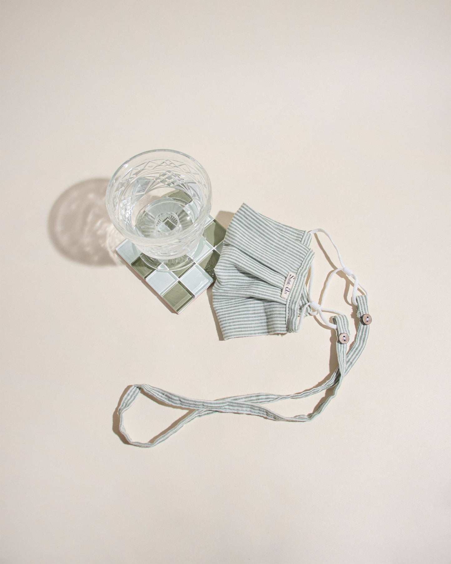 Glass Tile Checkered - Pale Green/Aqua - Subtle Art Studios