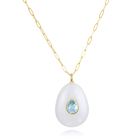 Moonstone and Blue Topaz Pear Necklace