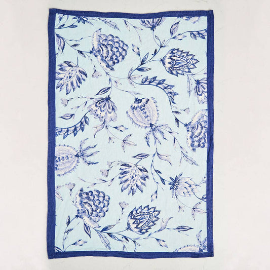 Linen Tea Towel - Indigo Batik Sky