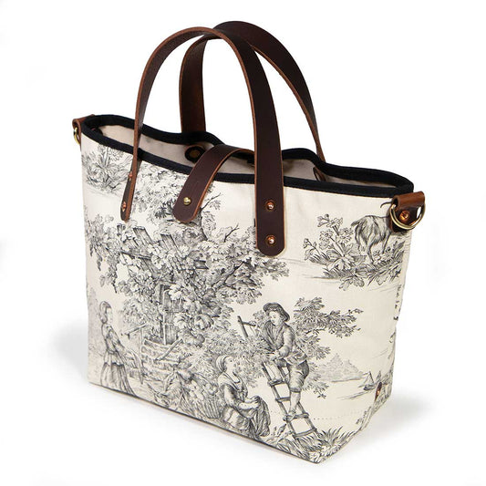 Cream & Coal Toile Mini Tote