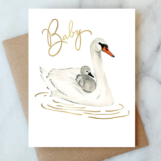 Swans Baby Greeting Card - Abigail Jayne Design