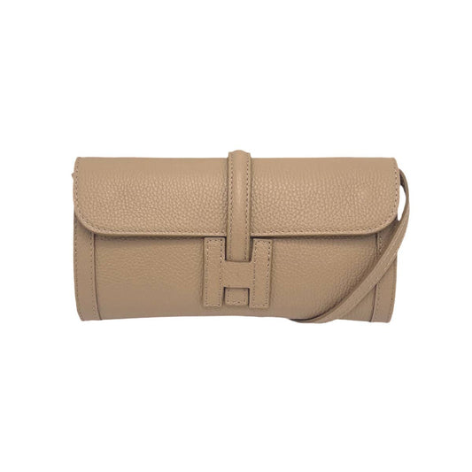 Made in Italy Leather Clutch - Large - Taupe
