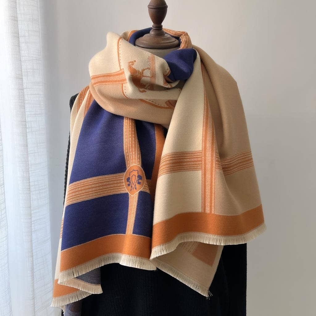 Equestrian Blue + Peach Prance Reversible Wrap