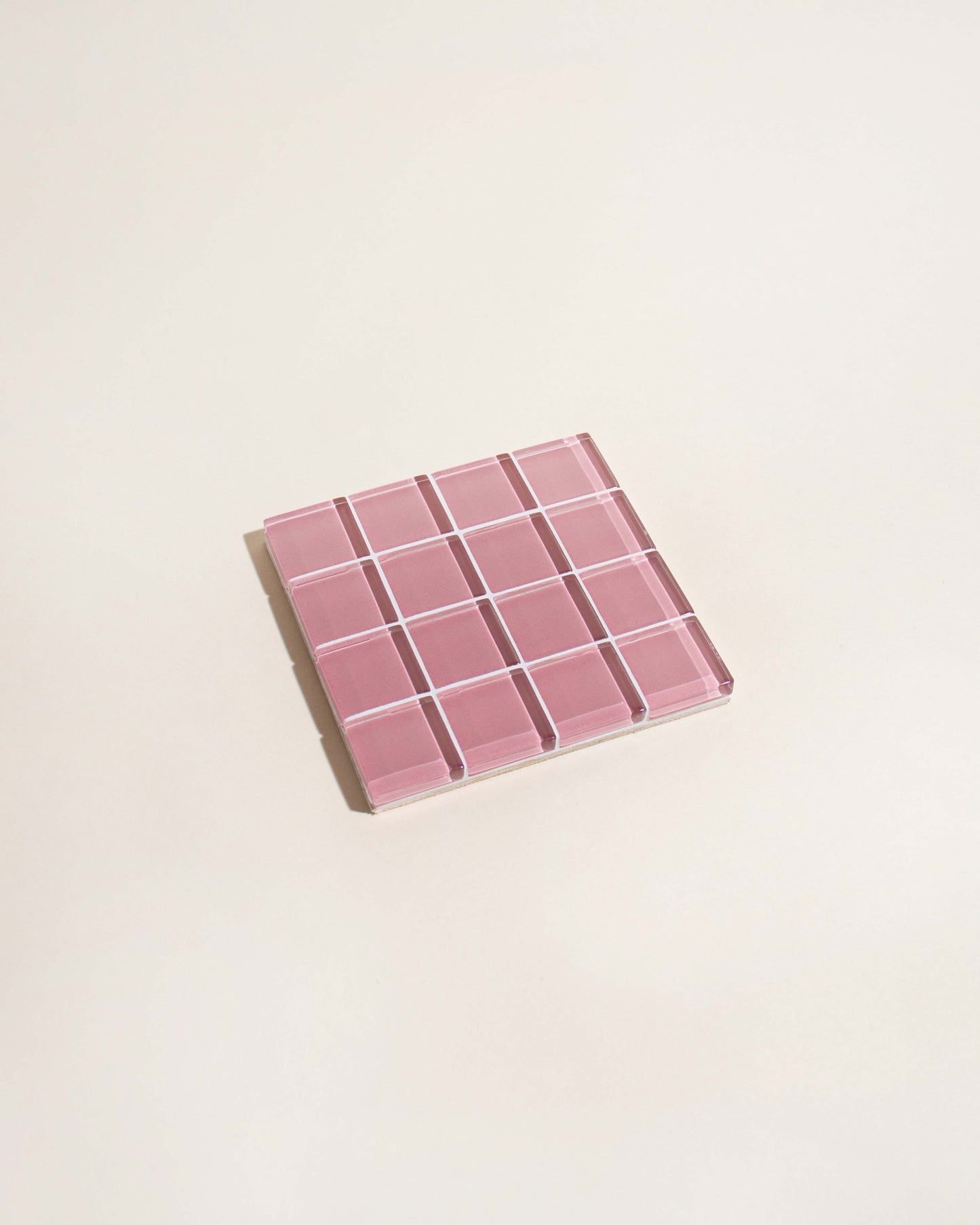 Glass Tile Checkered Coaster - Pink