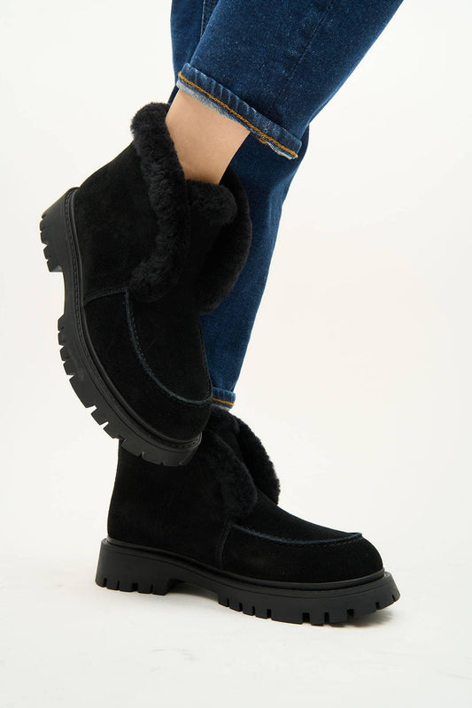 Vail Black Fur Boots