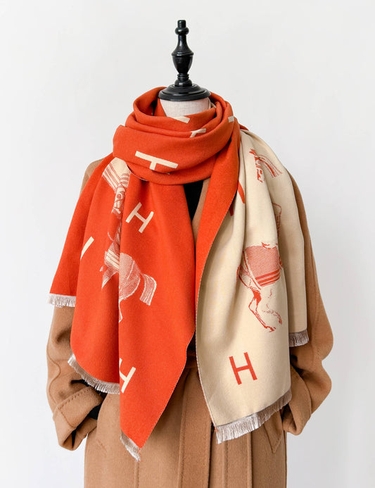 Equestrian Orange Reversible Scarf