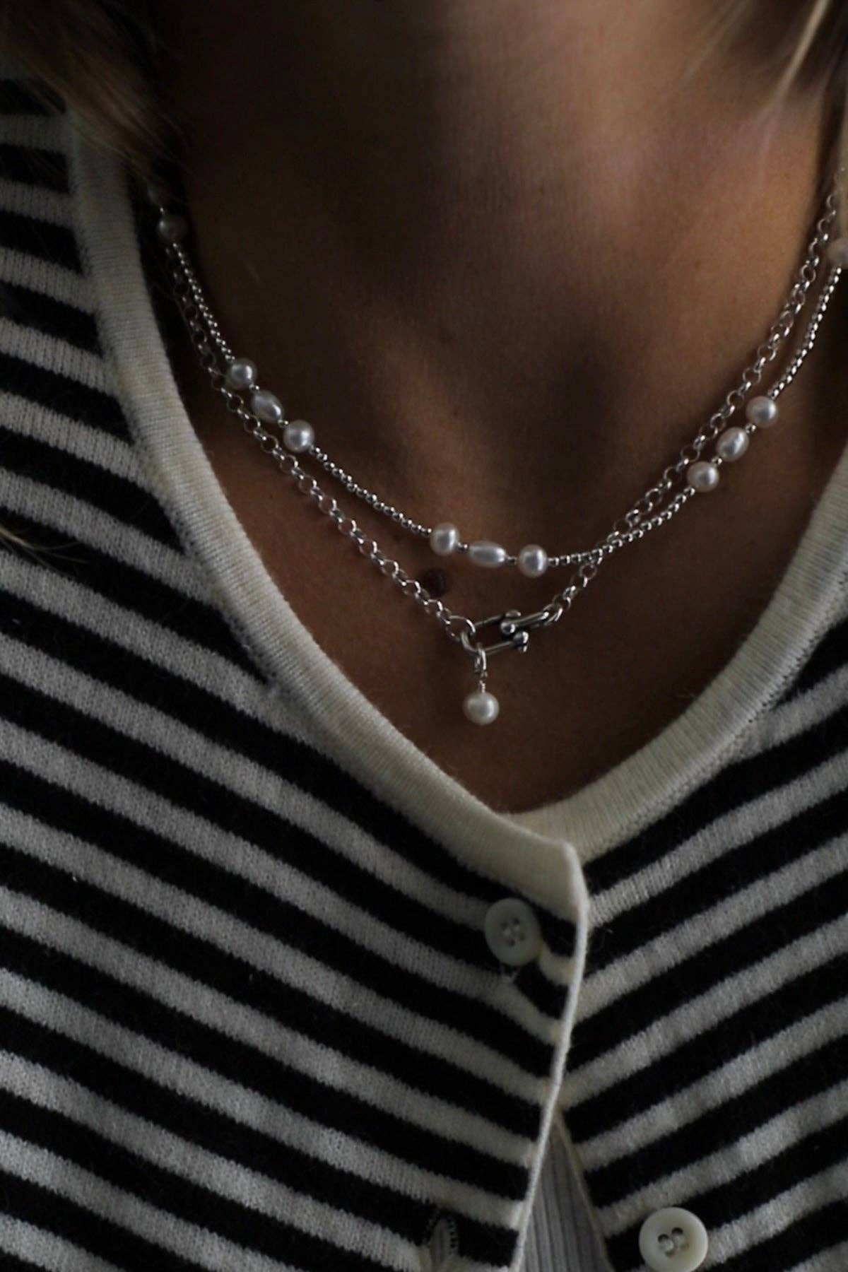 Silver Link Chain and Pearl - Katie Waltman