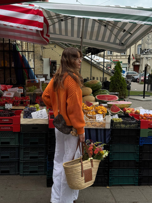 Delčia Sweater 100% Cotton Orange Sweater - Knotty Ones